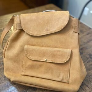 Noonday Collection Camel Leather Backpack